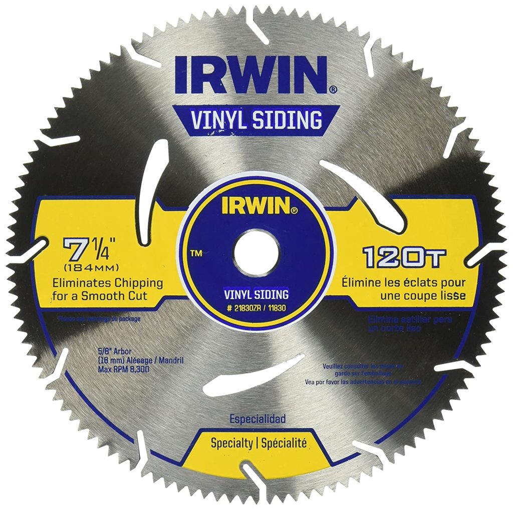 Best 6 1/2 inch circular saw blade is
IRWIN Tools MARATHON Vinyl Siding Circular Saw Blade