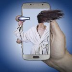 manipulation, hair dryer, woman, phone, blue phone, blue hair, blue telephone, hair dryer, hair dryer, hair dryer, hair dryer, hair dryer-3742418.jpg