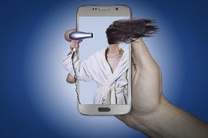 manipulation, hair dryer, woman, phone, blue phone, blue hair, blue telephone, hair dryer, hair dryer, hair dryer, hair dryer, hair dryer-3742418.jpg